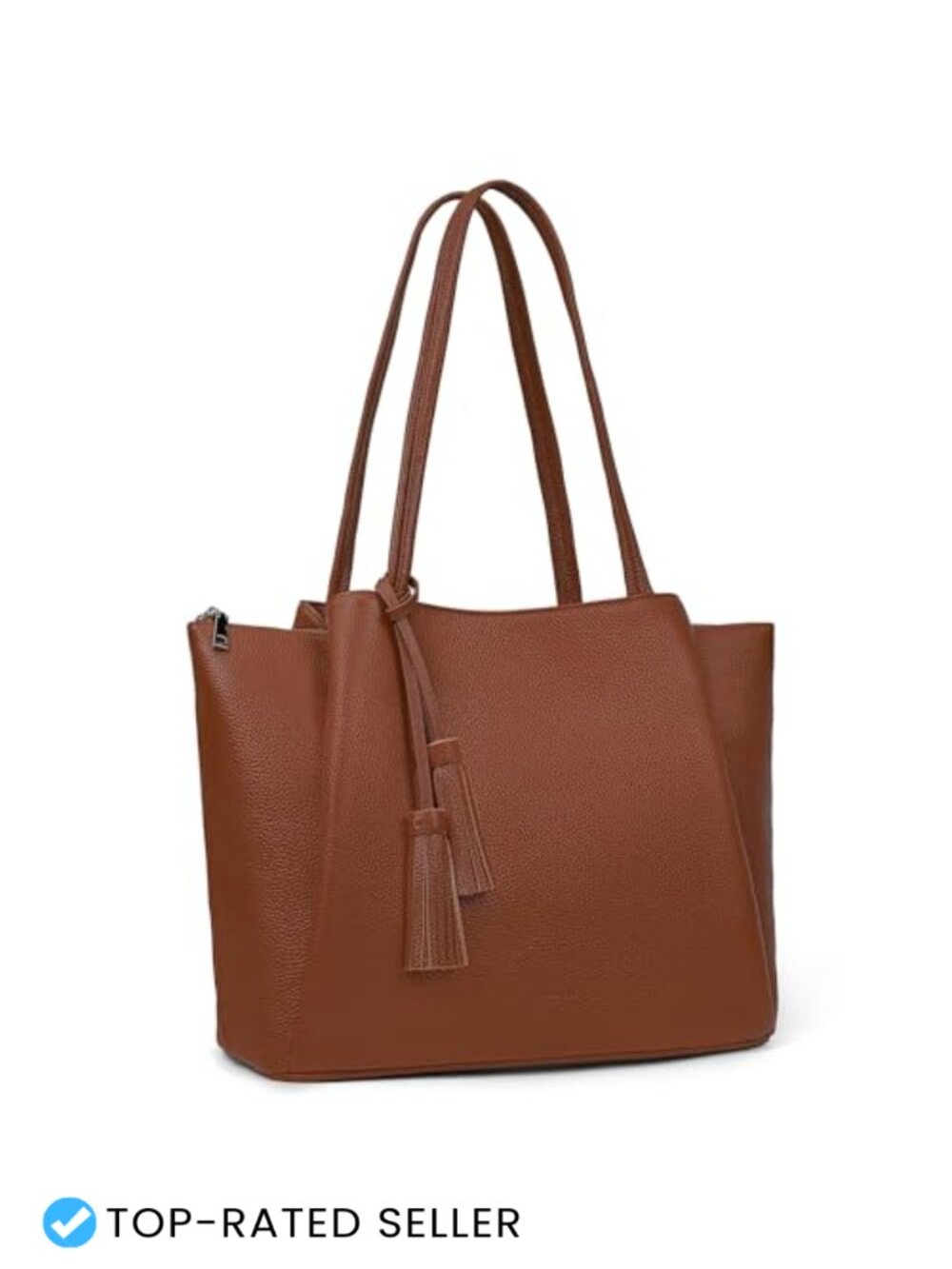 Genuine Leather Tote Bag for Women Work Padded 14" Laptop Compartment Shoulder